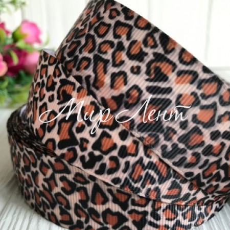 Репс 2,5 см, кавовий леопард, рулон 18 м