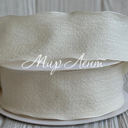 Стрічка жатка (D30330), 4 см, молочна, рулон 9 м