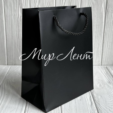 Подарунковий пакет "М", 23х18х10 см, чорний, упаковка 12 шт.