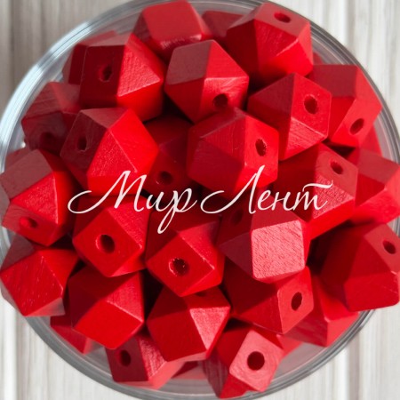 Деревянные бусины куб, 14 мм, красные, упаковка 500 г