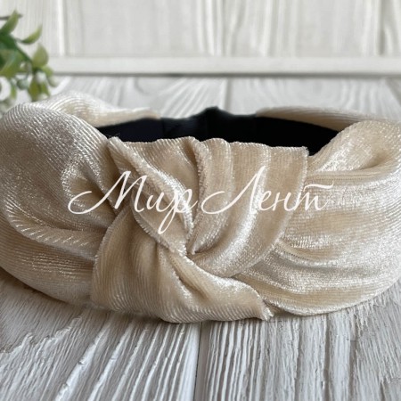 Обруч чалма велюр широкий, 4,5 см, молочный, шт.