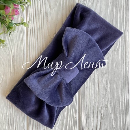 Повязка спорт велюр з бантом mini, 9х20 см, синьо-фіолетова, шт.