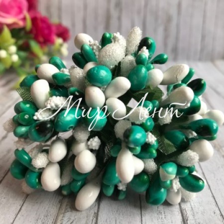 Веточка двухцветная, морская волна-белый, упаковка 12 пучков (144 шт.)