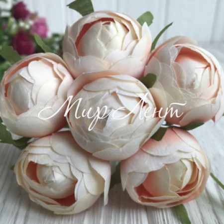 Півонія тканинний закритий, 4 см, персиковий, упаковка 36 шт.