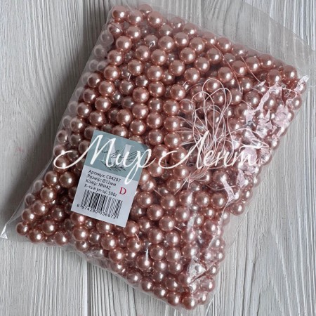 Жемчуг на нити Vip, 12 мм, ванильно-пудровый, упаковка 500 г