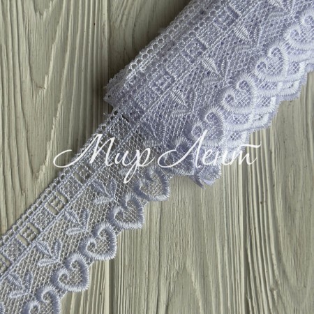 Кружево макраме (D30221), 6 см, белое, рулон 9 м