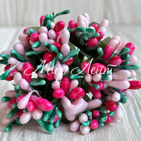 Веточка MIX, изумрудно-малиново-розовая, упаковка 144 шт.