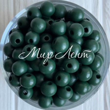 Дерев'яні намистини круглі, 16 мм, темно-зелені, упаковка 500 г