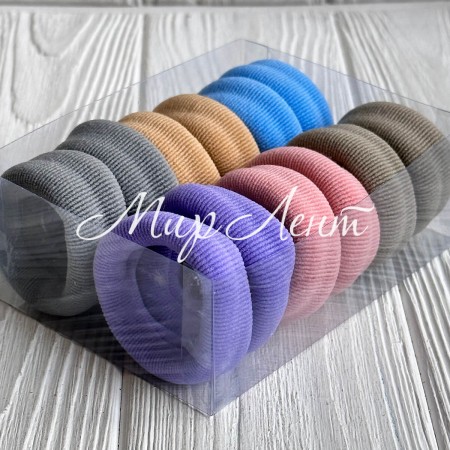 Резинка нейлон в коробке (широкая), 4,5х2 см, лилово-пудрово-серая, упаковка 12 шт.