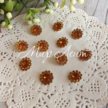 Серединка цветочек-ромбик, 11 мм, оранжевый, упаковка 2000 шт.