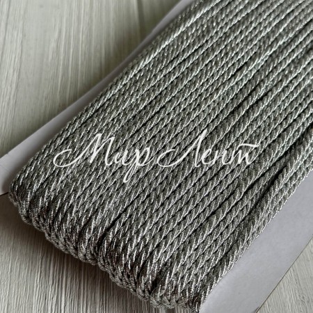 Шнур декоративний, 3 мм, срібло, рулон 50 м