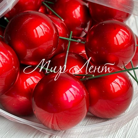 Кулька глянцева на проволоці, 40 мм, червона, упаковка 50 шт.