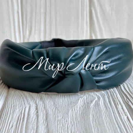 Обруч чалма из экокожи однотонный, 4 см, изумрудный, шт.