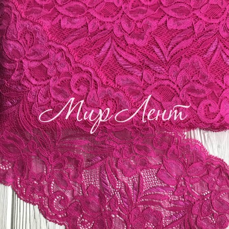 Кружево стрейчевое "Лиана", 15 см, малиновый, рулон 9 м