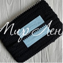 Кружево вязаное (6361-1209В), черное, 12 мм, рулон 45 м