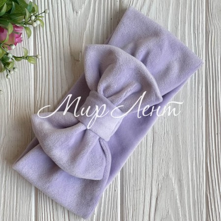 Повязка спорт велюр c бантом mini, 9х20 см, светло-лиловая, шт.