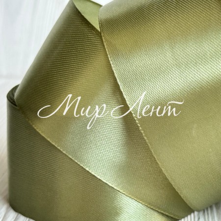 Атлас 5 см, блідо-оливковий, рулон 33 м