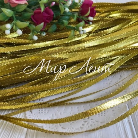 Тесьма парчовая плоская (широкая), 5 мм, золото, моток 90 м
