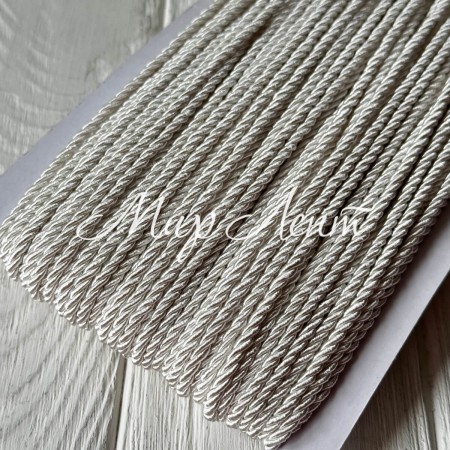Шнур декоративний, 3 мм, білий, рулон 50 м
