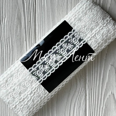 Кружево органзовое (D30107), 3 см, айвори, рулон 13 м