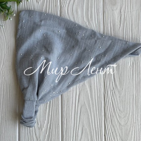 Муслиновая косынка с точками, 23х26 см, серо-голубая, шт.