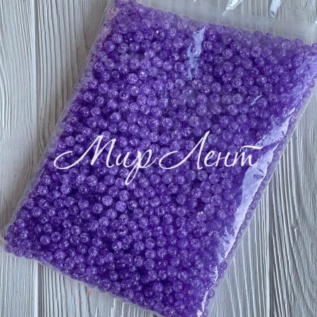 Бусина "битое стекло", 8 мм, фиолетовая, большая упаковка 500 г