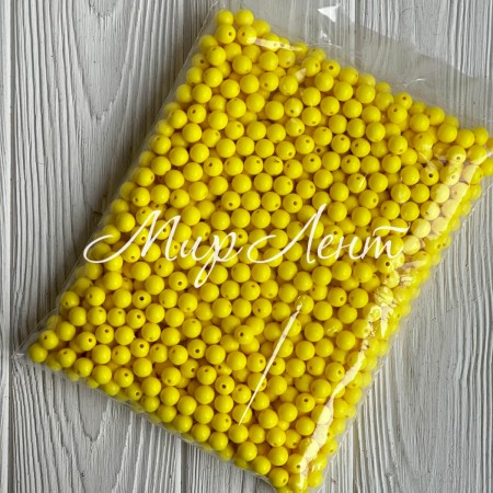 Бусина акриловая, 10 мм, светло-желтая, упаковка 500 г