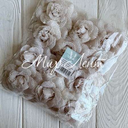 Цветы с мешковины (D30195), 10 см, белый, упаковка 12 шт.