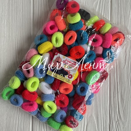 Резинка махровая, 2,5 см, цветной микс, упаковка 120 шт.