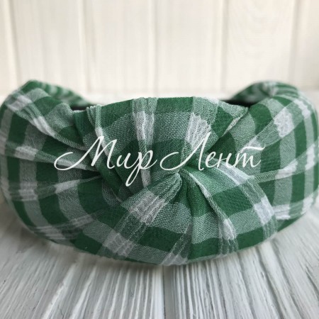 Обруч чалма шотландка, 4,5 см, зелено-белый, шт.