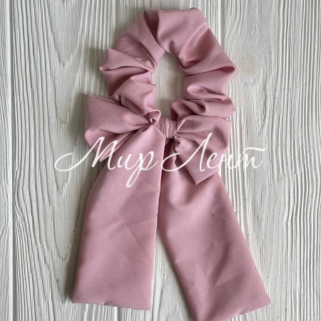 Резинка Твилли жатка с бантом однотонная, 27 см, пудровый, шт.