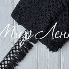 Кружево вязаное с бахрамой (D30260), черное, 5,7 см, рулон 23 м