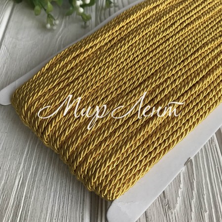 Шнур декоративный, 3 мм, темно-желтый, рулон 50 м