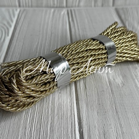 Шнур декоративный, 5 мм, золото, рулон 9 м