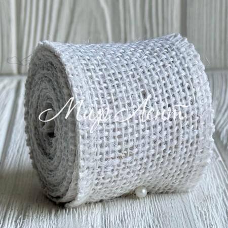 Лента-мешковина, 5 см, белый, моток 2 ярдов