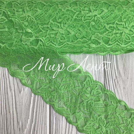 Кружево стрейчевое "Изабель", 8 см, темно-салатовый, рулон 9 м
