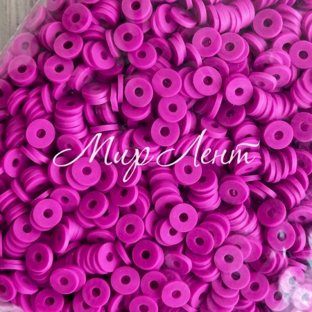 Плоскі намистини, 6 мм, малинові, маленька упаковка 50 г