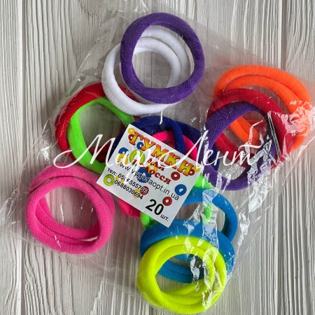 Резинка нейлон, 5 см, кольоровий мікс, упаковка 20 шт.