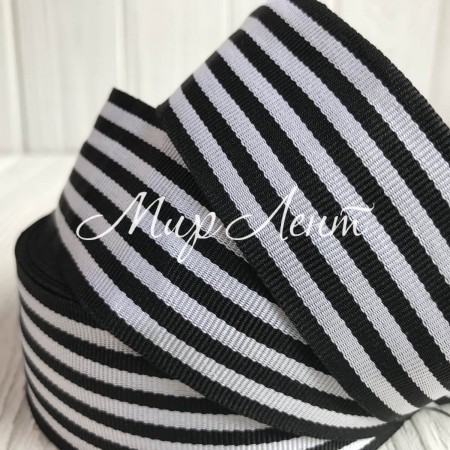 Котоновая лента полоса, 4 см, черная, рулон 18 м