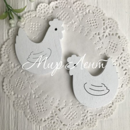 Деревянная курочка большая, 4,7 см, белый, упаковка 50 шт.