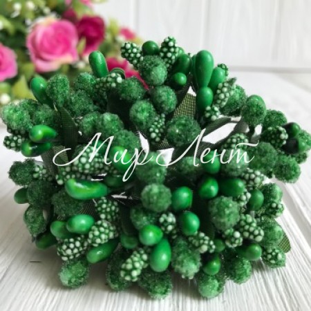 Веточка с тычинками, зеленый, упаковка 144 шт.