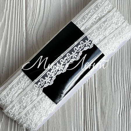 Кружево органзовое (D30110), 2,4 см, айвори, рулон 13 м