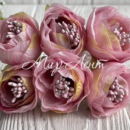 Піон тканинний жатка, 4 см, пудровий, упаковка 30 шт.