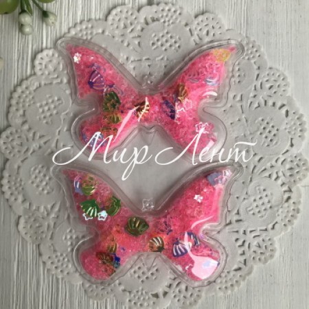 Силиконовая бабочка с наполнителем, 7х4,5 см, ярко-розовые пустые звезды, упаковка 20 шт.