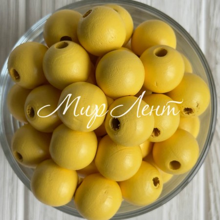 Деревянные бусины круглые, 20 мм, желтые, упаковка 500 г
