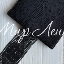 Кружево вязаное (6361-4033), черное, 10 см, рулон 23 м