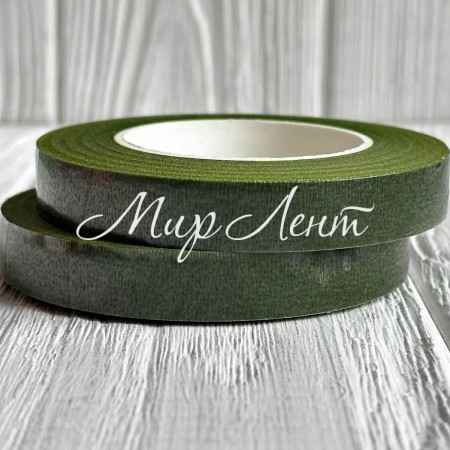Тейп-лента, 12 мм, оливково-зеленая, рулон 27,5 м
