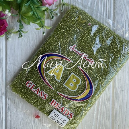 Бисер прозрачный, размер 12/0, темно-оливковый (24), упаковка 400 г