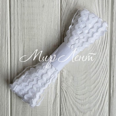 Тесьма зиг-заг, 5 мм, белый, моток 13 м