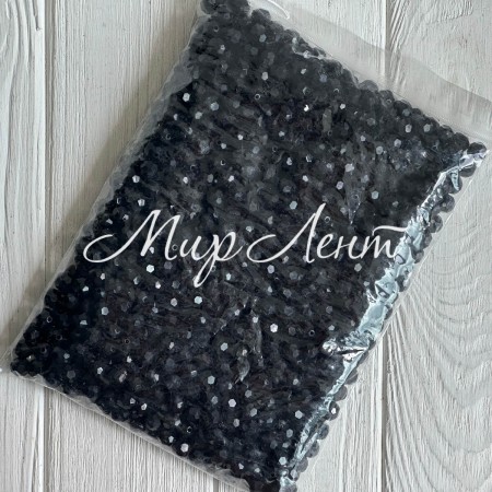 Бусина граненая круглая, 10 мм, черная, упаковка 500 г